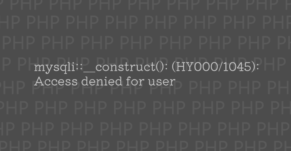Php Mysqli Construct Hy Access Denied For User Notes