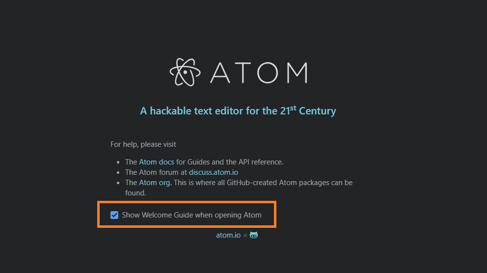 Atom 起動時にウェルカムを表示させない方法 One Notes
