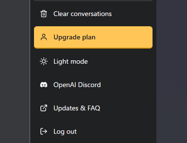 メニューにUpgrade Planが追加
