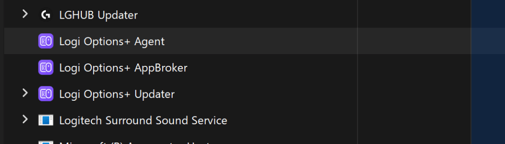 Logi Options Agentのタスクを終了させる
